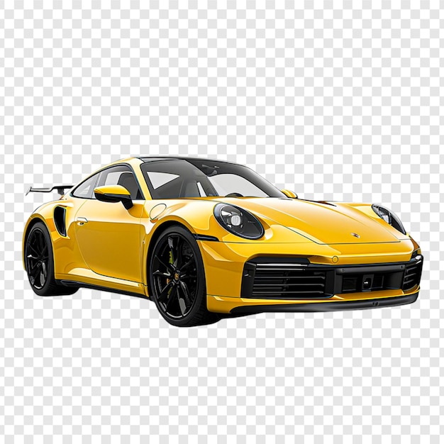 Yellow Ferrari car on transparent background