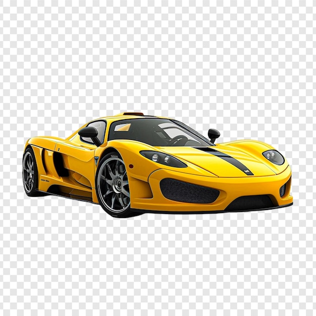 Yellow Ferrari car on transparent background