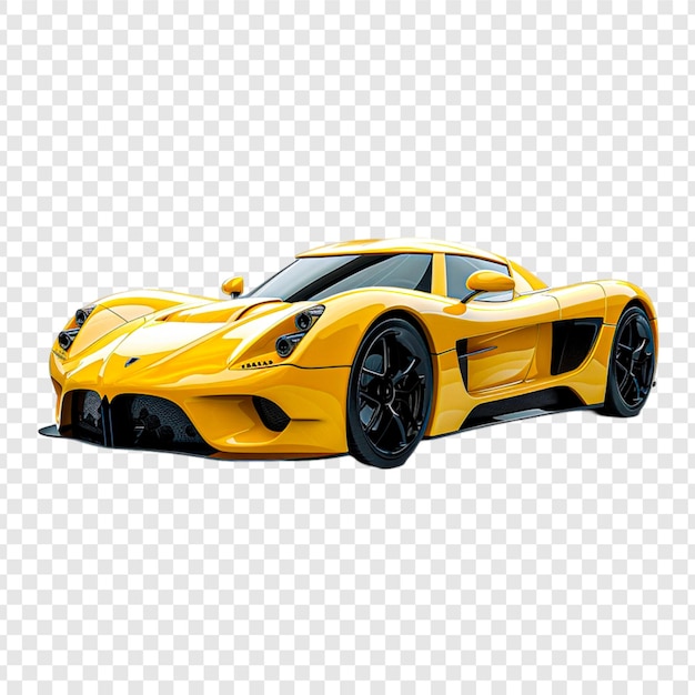 PSD yellow ferrari car on transparent background