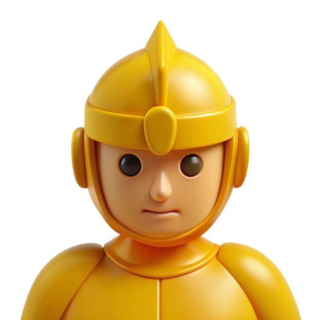 PSD a yellow figurine of a man wearing a yellow helmet