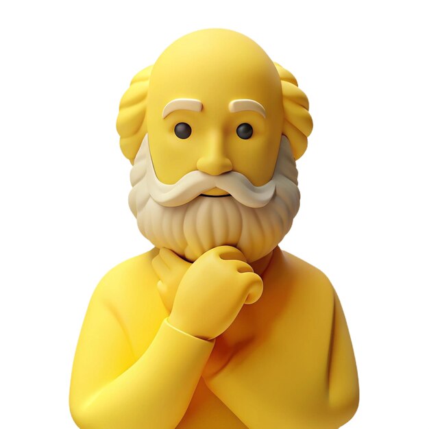 a yellow figurine of a man with a white beard and a beard