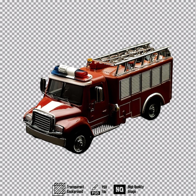 PSD yellow fire truck on studio background