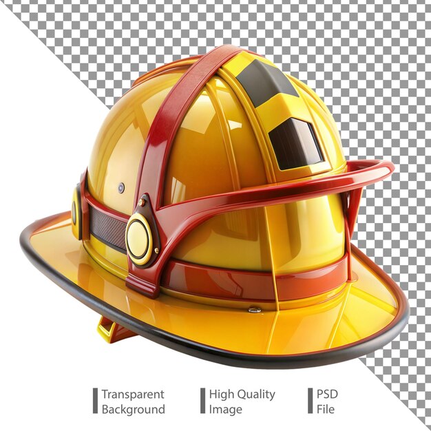 PSD yellow firefighter helmet isolated on transparent background