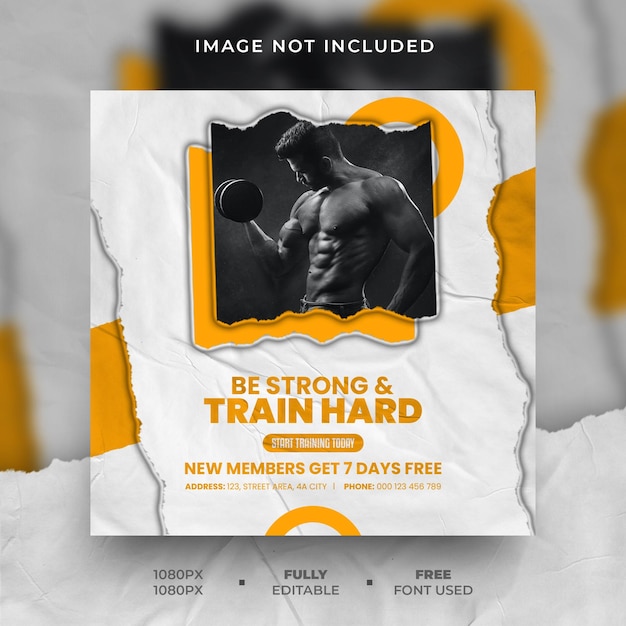 Yellow Fitness flyer social media post design