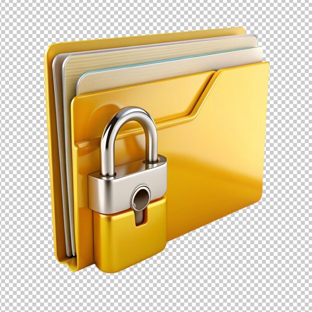 PSD yellow folder and a metal lock