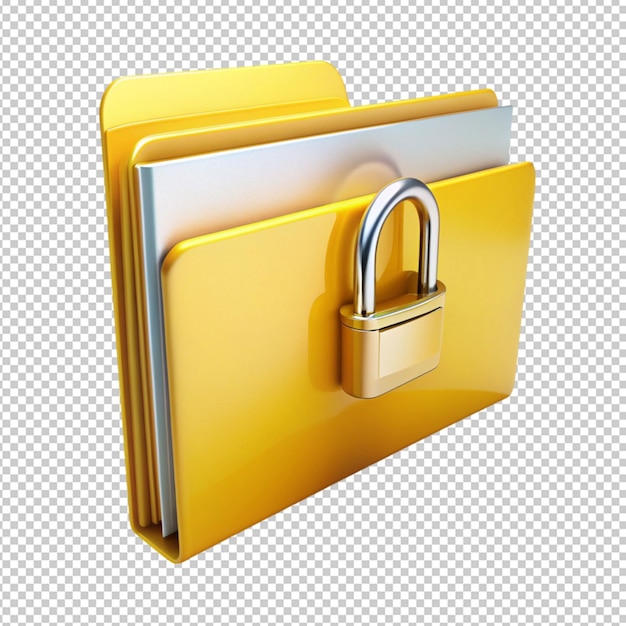 PSD yellow folder and a metal lock