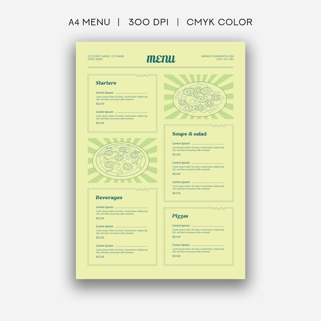 PSD yellow food menu