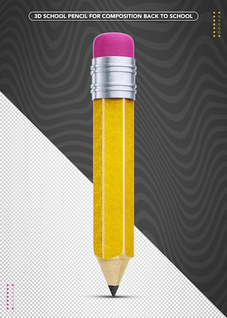 Yellow front 3d school pencil for back to school