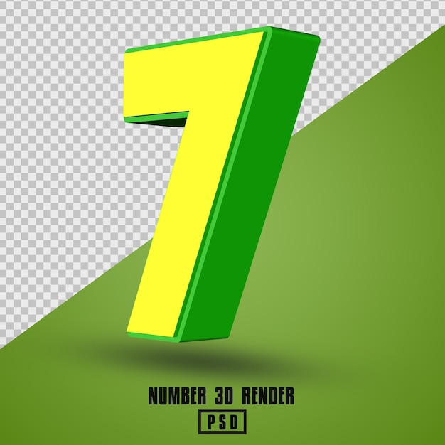 yellow green number 3D render