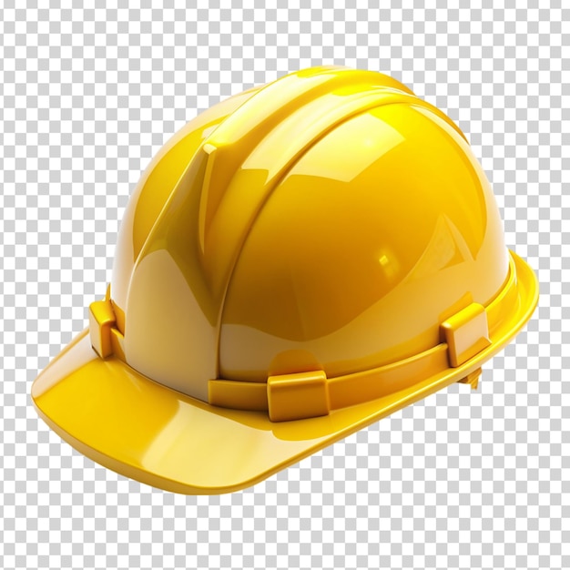 A yellow hard hat on transparent background