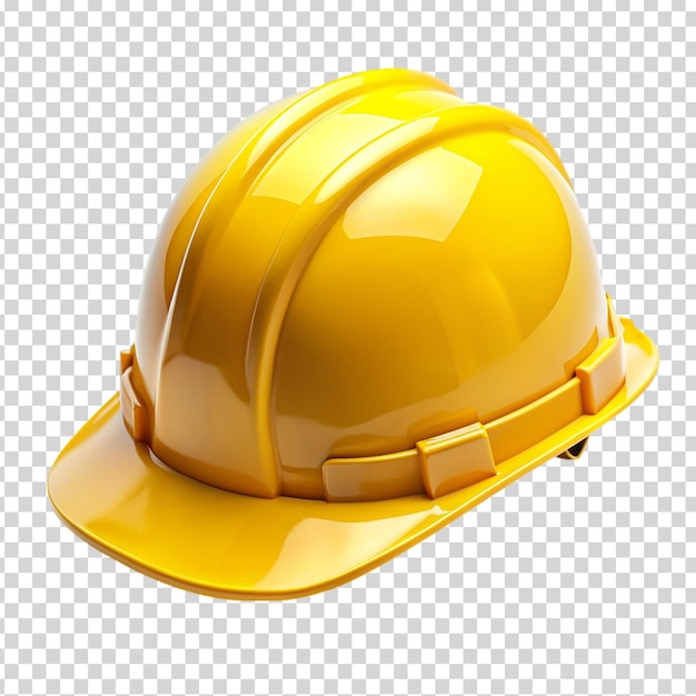 A yellow hard hat on transparent background