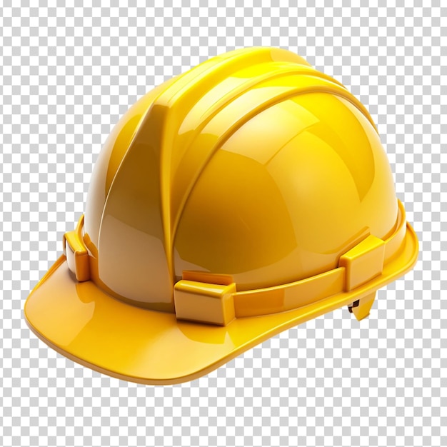 A yellow hard hat on transparent background