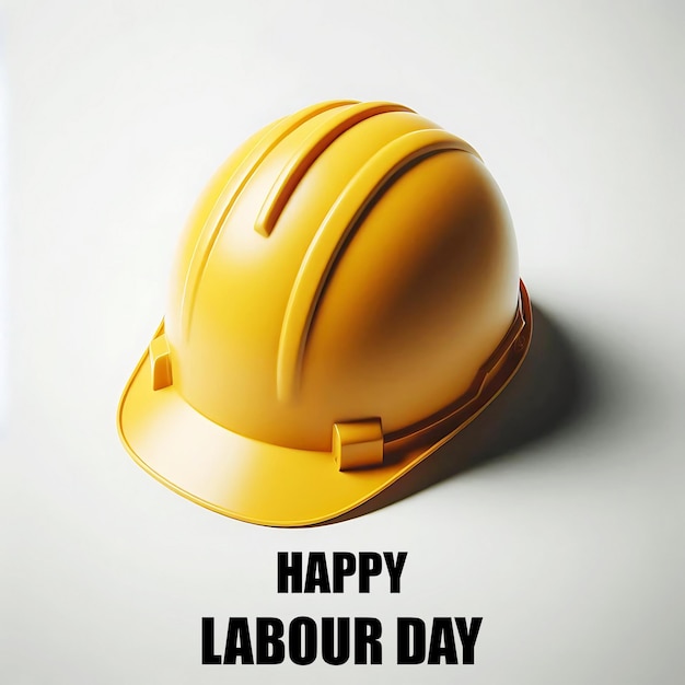 PSD a yellow hard hat on a white background labour day concept