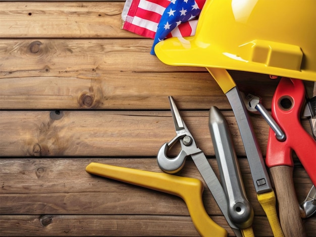 PSD a yellow hard hat with a red ribbon and a pair of scissors