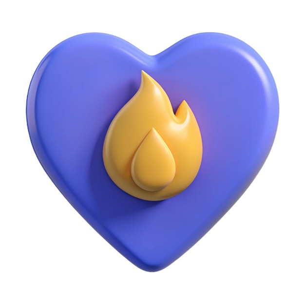 PSD a yellow heart with a yellow flame on it