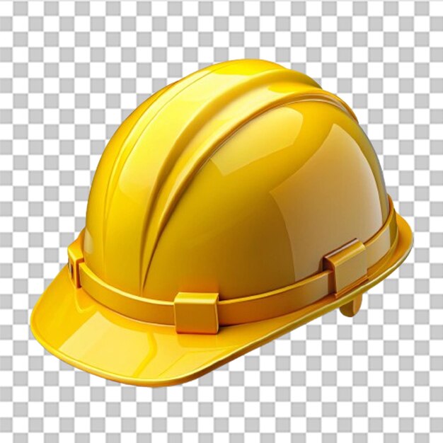 PSD yellow helmet isolated on transparent background for safety and construction use