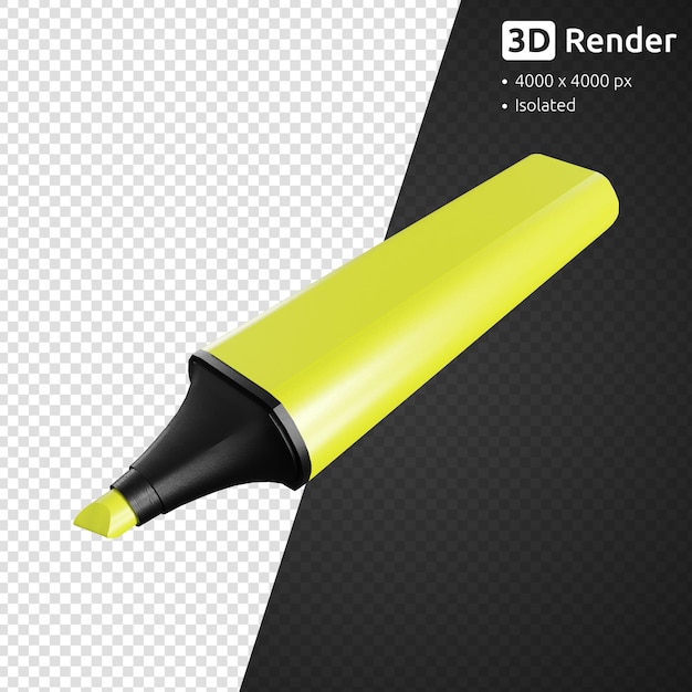 PSD yellow highlighter isolated