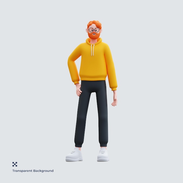 Yellow Hoodie Man 3D Illustration