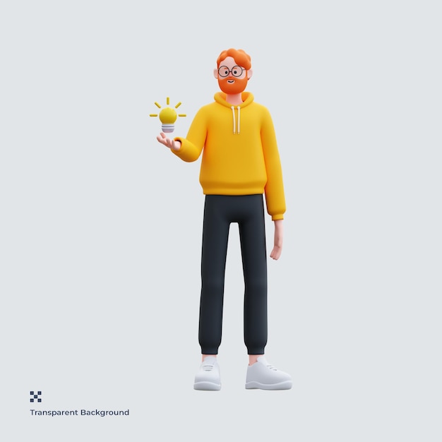 Yellow Hoodie Man 3D Illustration