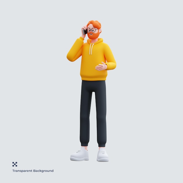 Yellow Hoodie Man 3D Illustration