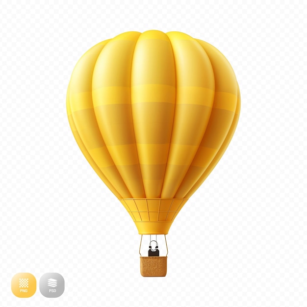 a yellow hot air balloon with a picture of a man on it