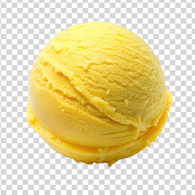 Yellow ice cream ball isolated on transparent background