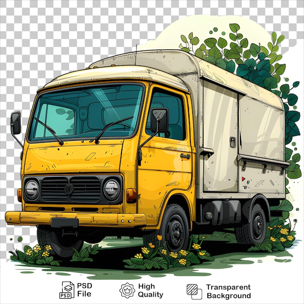 PSD a yellow illustration truck delivery service