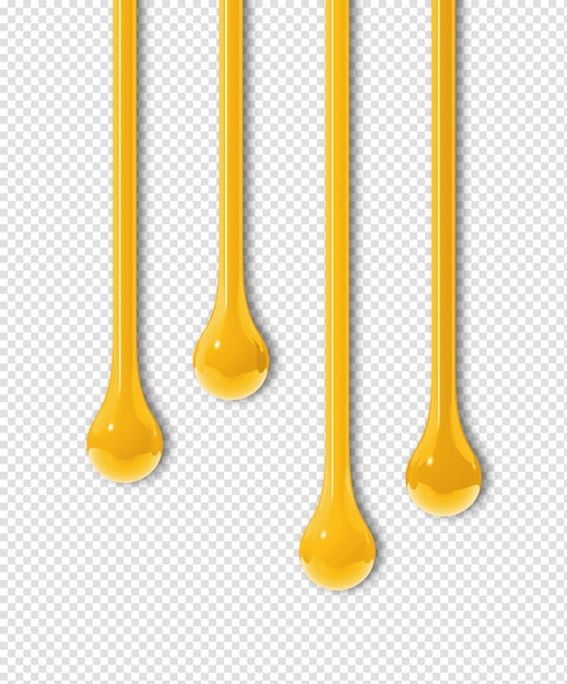 Yellow ink drops on transparent background