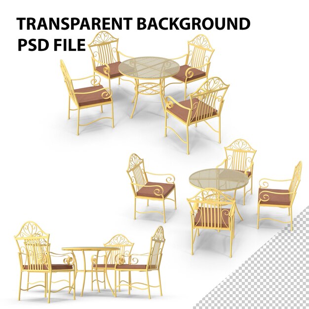 PSD yellow iron patio furniture png