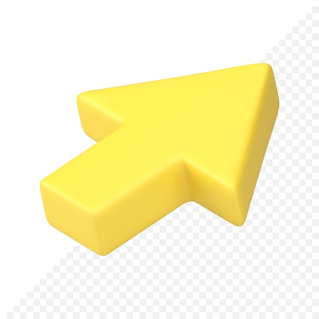 Yellow isometric cursor arrow pointer realistic 3d icon