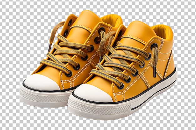 yellow kids sneakers Isolated on transparent background