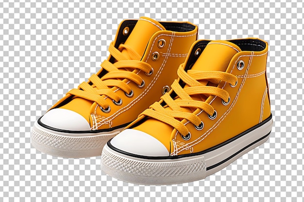 yellow kids sneakers Isolated on transparent background