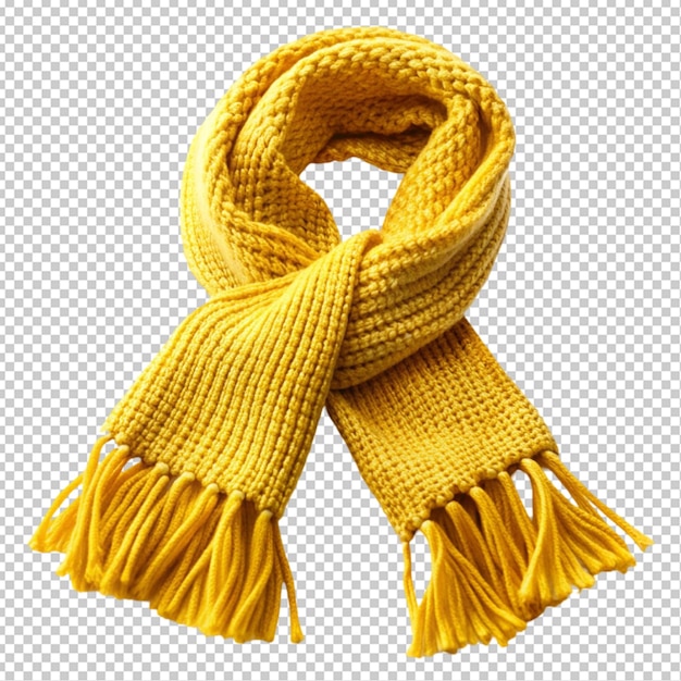 PSD yellow knitted scarf or plaid transparent background