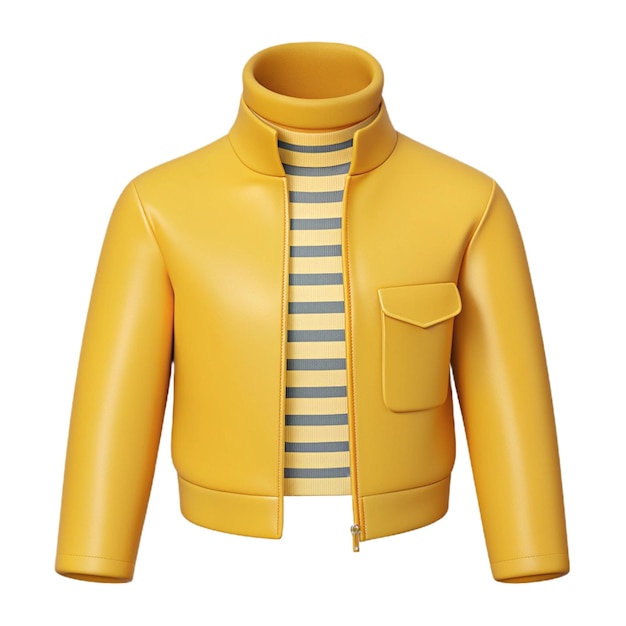 PSD a yellow leather jacket with a striped tie on it