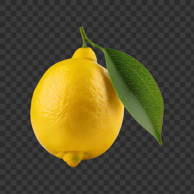 Yellow lemon with a green leaf