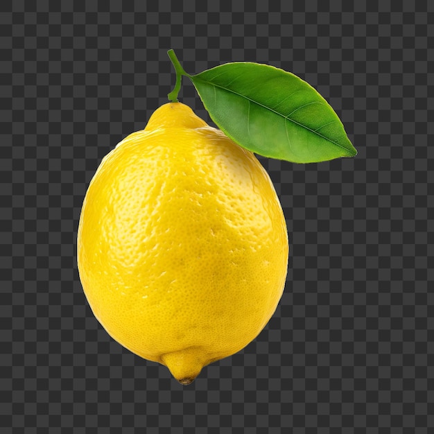 Yellow lemon with a green leaf