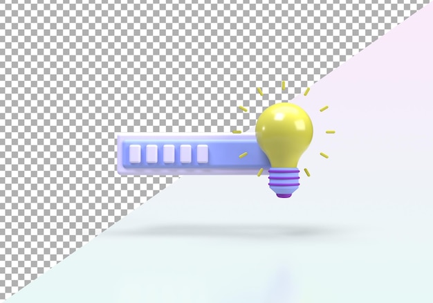 Yellow light bulb illustration background 3D render icon for business idea concept