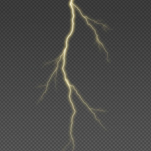 PSD yellow lightning bolt isolated on transparent background