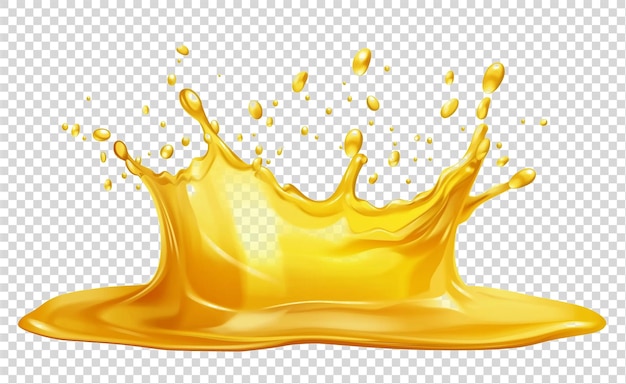 yellow liquid splash on a transparent background