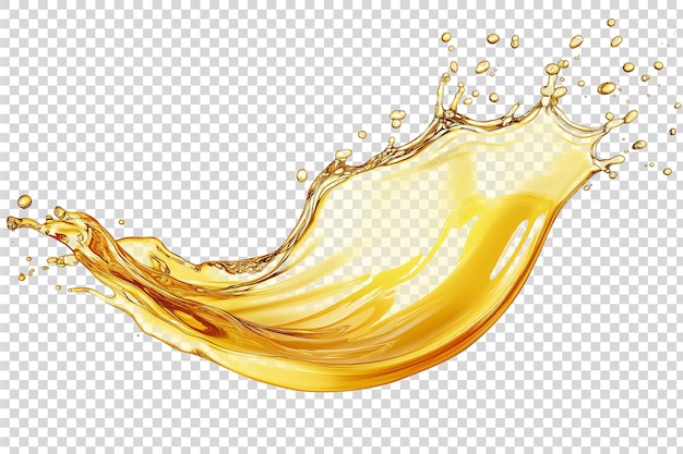 yellow liquid with splashes on a transparent background