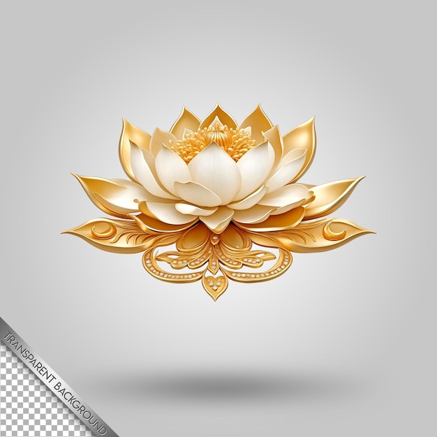 PSD a yellow lotus flower with a white background and a black border