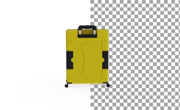 Yellow Luggage back view without shadow 3d render