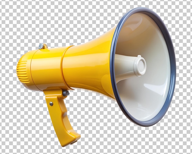 PSD yellow megaphone for announcements cut out transparent