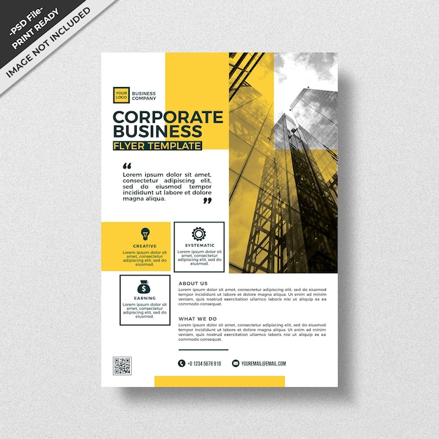 Yellow modern style design corporate flyer template