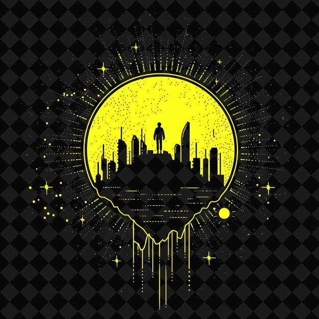 PSD a yellow moon with the word city on it