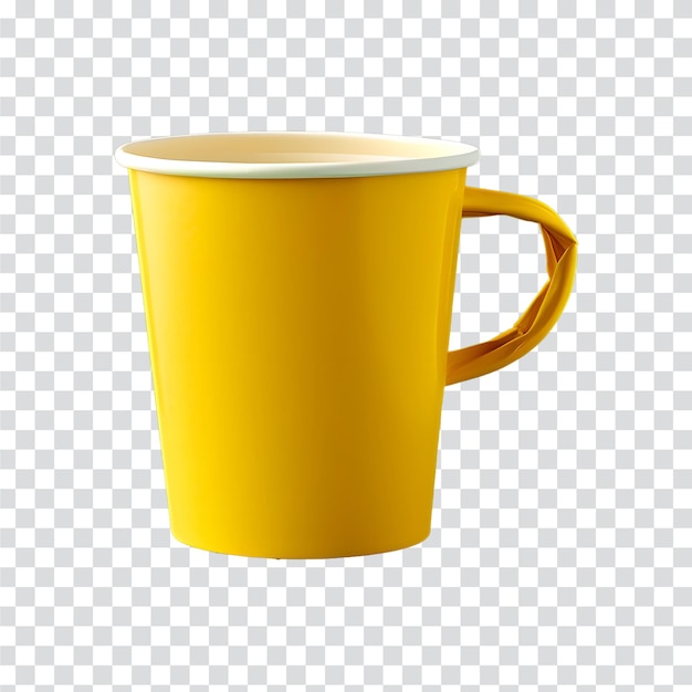 Yellow mug cup with a handle on a white transparent background PNG