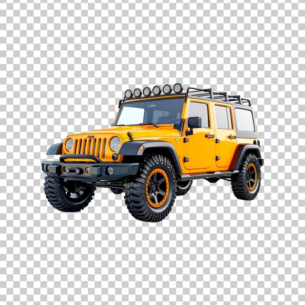 A yellow offroad vehicle car on a transparent background 3d rendering