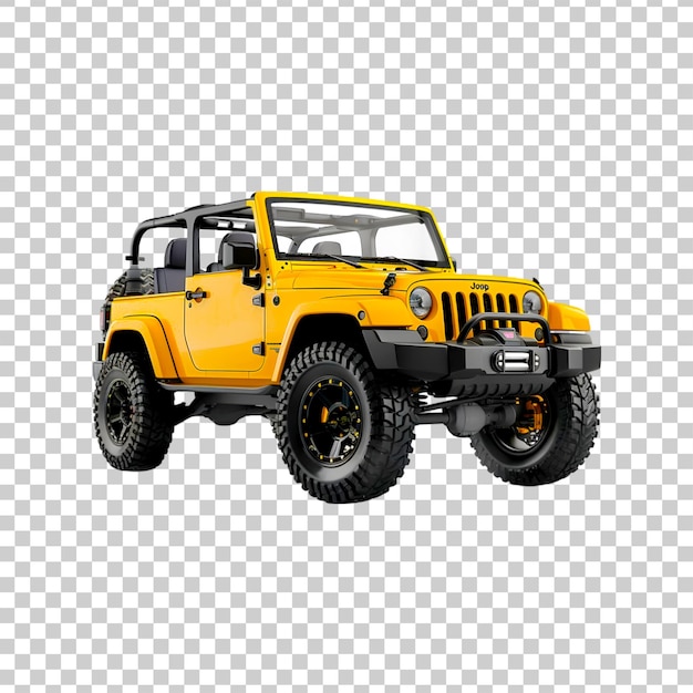 A yellow offroad vehicle car on a transparent background 3d rendering