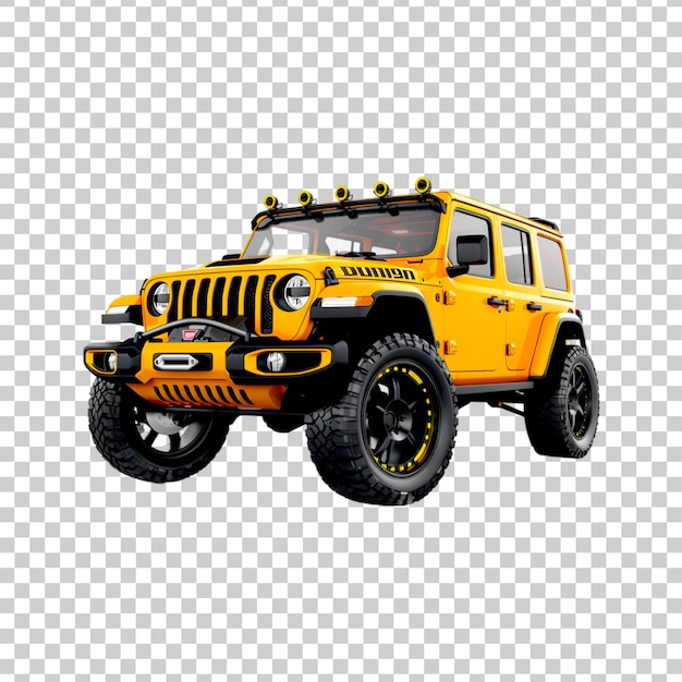 A yellow offroad vehicle car on a transparent background 3d rendering