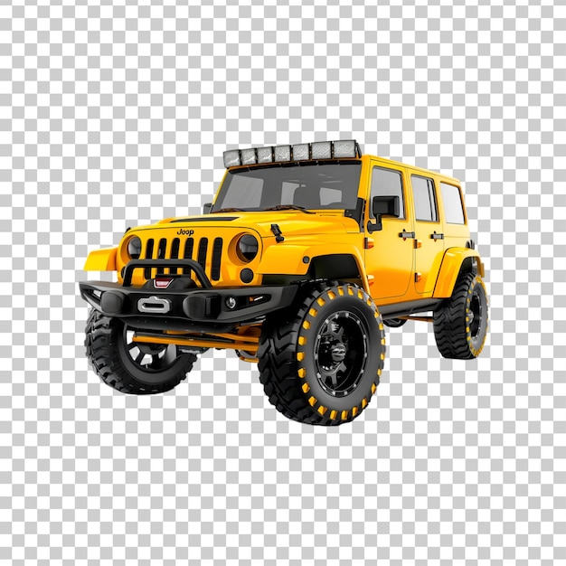 A yellow offroad vehicle car on a transparent background 3d rendering